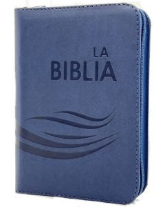 Biblia TLA (Traduccion Lenguaje Actual) Tamaño Compacta, Imitacion Piel, Color Azul, Cierre, Canto Plata