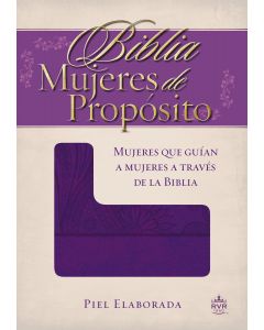Biblia RVR60 Mujeres De Proposito Piel Elaborada Morado Tamaño Grande