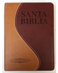 Biblia RVR1909 Letra Gigante, Duo Tono Marron, Imitacion Piel, Con Indice, Canto Dorado