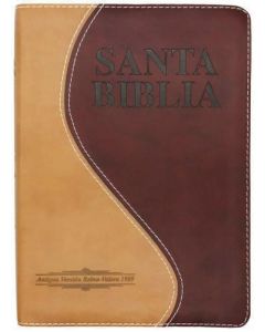 Biblia RVR09 Manual Letra Grande Imitacion Piel Duo Tono Marron con Indice, Canto Dorado