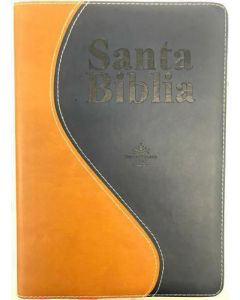 Biblia RVR60 Gigante Concordancia Piel Fabricada Color Azul y Beige con Indice