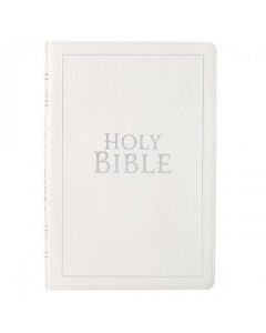 Biblia KJV Tamaño Grande, Ultrafina, Sentipiel, Color Blanco Con Indice