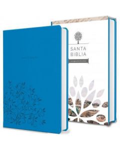 Biblia RVR1960, Tamaño Manual, Símil Piel Azul, Imagenes de Tierra Santa, Canto Plateado