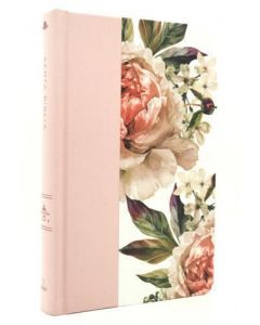 Biblia RVR1960 Tamaño manual, pasta dura, diseño floral, color rosa con imagenes de Tierra Santa