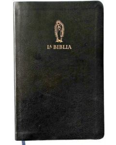 La Biblia Católica (Biblia De America) Símil Piel, Color Negro, Virgen de Guadalupe en Portada Canto Dorado