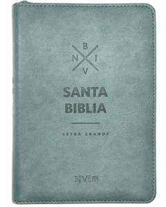 Biblia NVI Tamaño Compacto, Sentipiel Color Verde Azul con Cierre