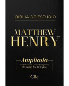 Biblia Matthew Henry RVR, Piel Italiana Color Negro, Con Indice, Canto Dorado