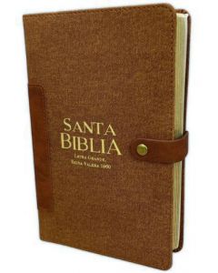 Biblia RVR1960 Imitacion Piel, Tamaño Manual, Color Cafe con Broche