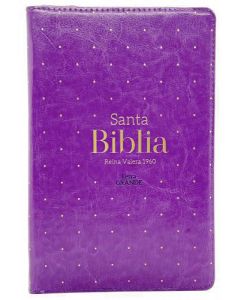Biblia RVR1960 Imitacion Piel, Tamaño Manual, Color Lila, Cierre, Indice, bolsillo en atras