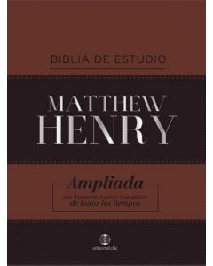 Biblia de Estudio Matthew Henry en piel, color cafe duo tono