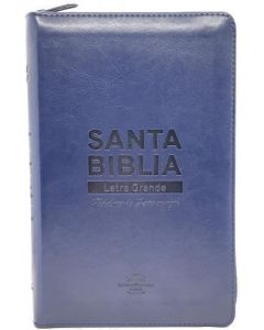 Biblia RVR1960 Tamaño Manual, Sentipiel Color Azul Con Cierre, Canto Dorado
