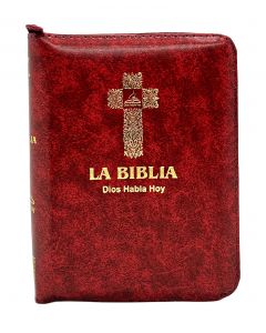 Biblia Dios Habla Hoy (DHH) Tamaño Compacto Imitacion Piel, Color Rojo Con Cierre