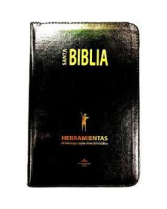 Biblia RVR60 Manual Percalina Negra Cierre Indice con Herramientas De Liderazgo Segun El Modelo Bíblico