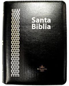 Biblia RVR60 Letra Grande Imitacin Piel Negro Acolchonada Cierre Indice Edicion Fuente De Vida