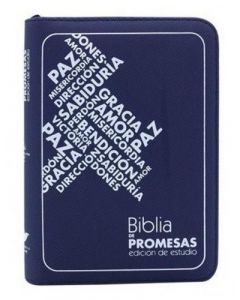 Biblia RVR60 Promesas Tamaño Compacto Estudio Imitacion Piel Azul Jeans