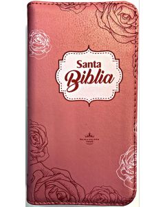 Biblia RVR60 Flex Imitacion Piel Rosada Oscuro Flores Cierre