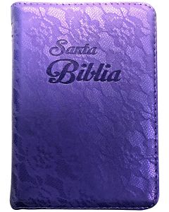 Biblia RVR60 Tamaño Compacto Letra Grande Imitacion Piel Lila Cierre Indice