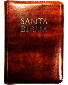 Biblia RVR60 Tamaño Compacto Letra Grande Imitacion Piel Cafe Oscuro Cierre Indice