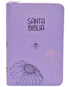 Biblia RVR60 Tamaño Manual, Imitacion Piel, Color Azul, Cierre, Canto Lila