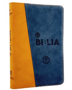 Biblia TLA, Tamaño Manual, Imitacion Piel Color Azul / Beige