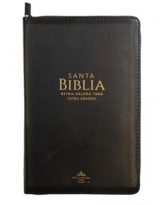 Biblia RVR1960 Tamaño Manual, Imitación Piel, Color Negro, Con Cierre e Indice