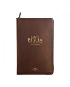 Biblia RVR1960 Tamaño Manual, Imitación Piel, Color Cafe Con Cierre e Indice