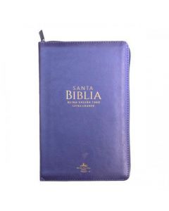 Biblia RVR1960 Tamaño Manual, Imitación Piel, Color Lila Con Cierre e Indice
