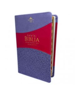 Biblia RV1960 Imitacion Piel, Tamaño Manual Color Lila Floral y Fucsia con Indice