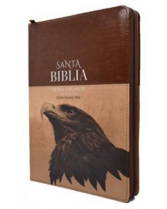 Biblia RVR1960 Tamaño Gigante, Imitacion Piel, Color Cafe Con Cierre e Indice, Diseño Aguilar