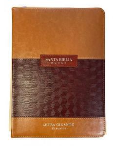 Biblia RVR1960, Tamaño Grande, Letra Grande, Imitacion Piel, Color Cafe, Con Cierre e Indice