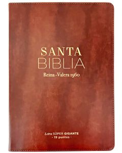Biblia RVR1960 Tamaño Supergigante, Imitacion Piel, Color Cafe