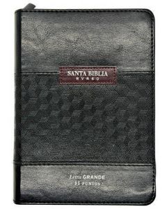 Biblia RVR1960 Tamaño Compacta, Imitacion Piel, Color Negro, Letra Grande con Cierre e Indice