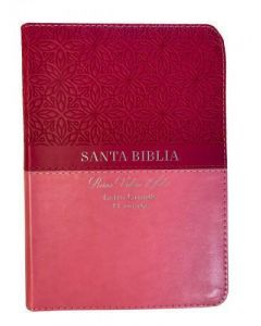 Biblia RVR1960 Tamaño Compacta, Imitacion Piel, Color Rosa, Letra Grande con Cierre e Indice