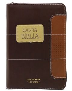 Biblia RVR1960 Tamaño Compacta, Imitacion Piel, Color Cafe/Marron, Letra Grande con Cierre e Indice