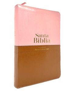 Biblia RVR1960, Coleccion Vida Tamaño Manual, Letra Grande, Imitación Piel, Color Rosa/Cafe Con Cierre e Indice
