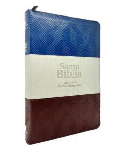 Biblia RVR1960, Coleccion Tricolor Tamaño Manual, Imitación Piel, Color Azul/Gris/Marron Con Cierre e Indice