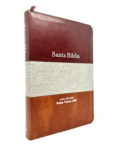 Biblia RVR1960, Coleccion Tricolor Tamaño Manual, Imitación Piel, Color Marron/Beige/Cafe Con Cierre e Indice