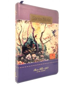 Biblia RVR1960, Coleccion Fantasia Tamaño Manual, Imitación Piel, Color LilaFantasia/Morado Con Cierre e Indice