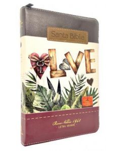 Biblia RVR1960, Coleccion Fantasia Tamaño Manual, Imitación Piel, Color Marron/Fantasia/Grana Con Cierre e Indice