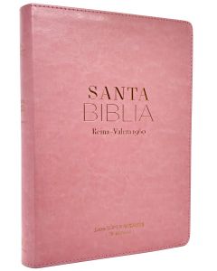 Biblia RVR1960 Tamaño Supergigante, Imitacion Piel, Color Rosa Con Indice