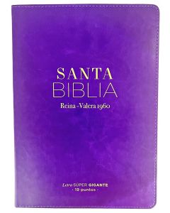 Biblia RVR1960 Tamaño Supergigante, Imitacion Piel, Color Morado con Indice
