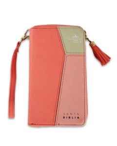 Biblia RVR1960 Tamaño Chequera, Imitacion Piel con Cierre e Indice, Color Coral Beige