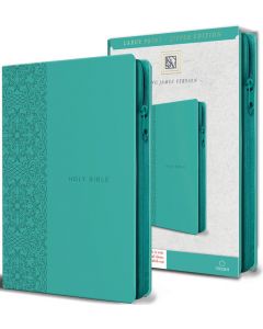 Biblia KJV Imitacion Piel, Color Aqua, Tamaño Manual, Con Cierre e Indice