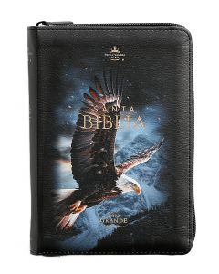 Biblia RVR1960 Tamaño Compacta, Imitacion Piel, Diseño Aguila, Letra Grande con Cierre e Indice
